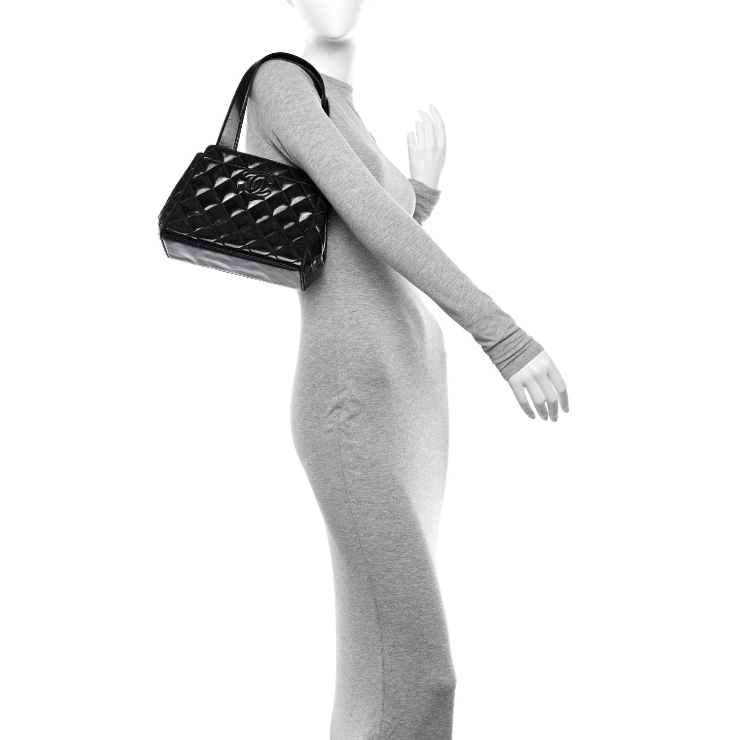Chanel Patent Quilted Timeless CC Small Pocket Shoulder Bag Black 1 of 10