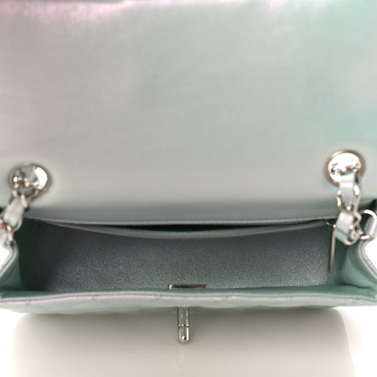 Chanel Iridescent Calfskin Quilted Mini Rectangular Flap Light Blue 5 of 11