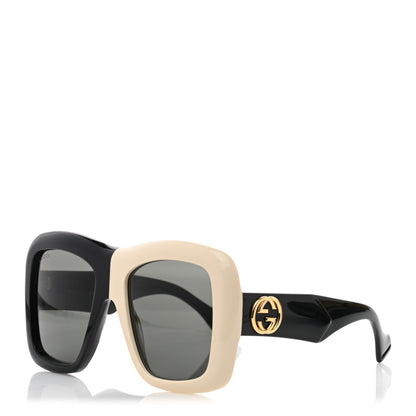 Gucci Acetate Square Frame Sunglasses GG0498S Black White 1 of 7