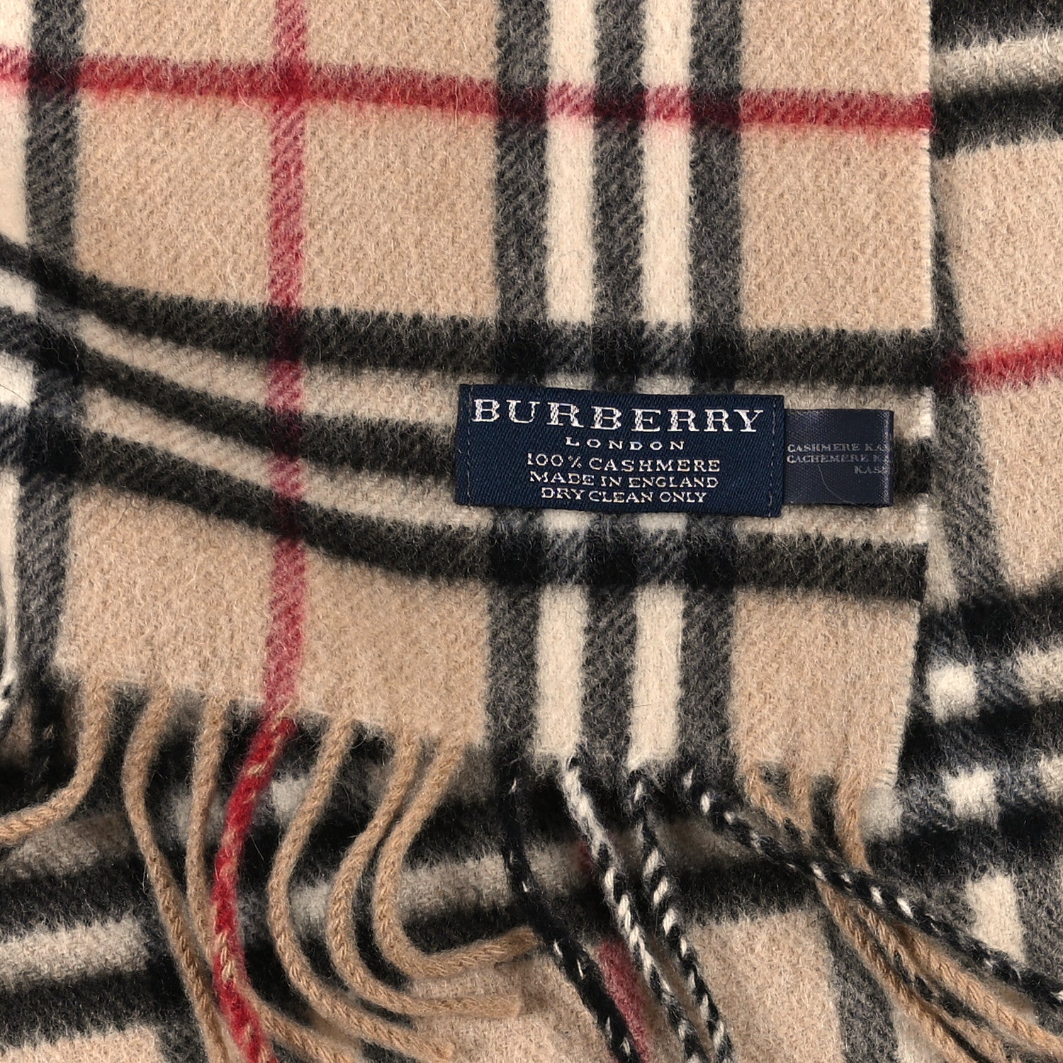 Burberry Lambswool Check Fringe Scarf Camel 3 of 3
