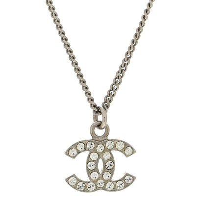Chanel Crystal Timeless CC Necklace Silver 4 of 7