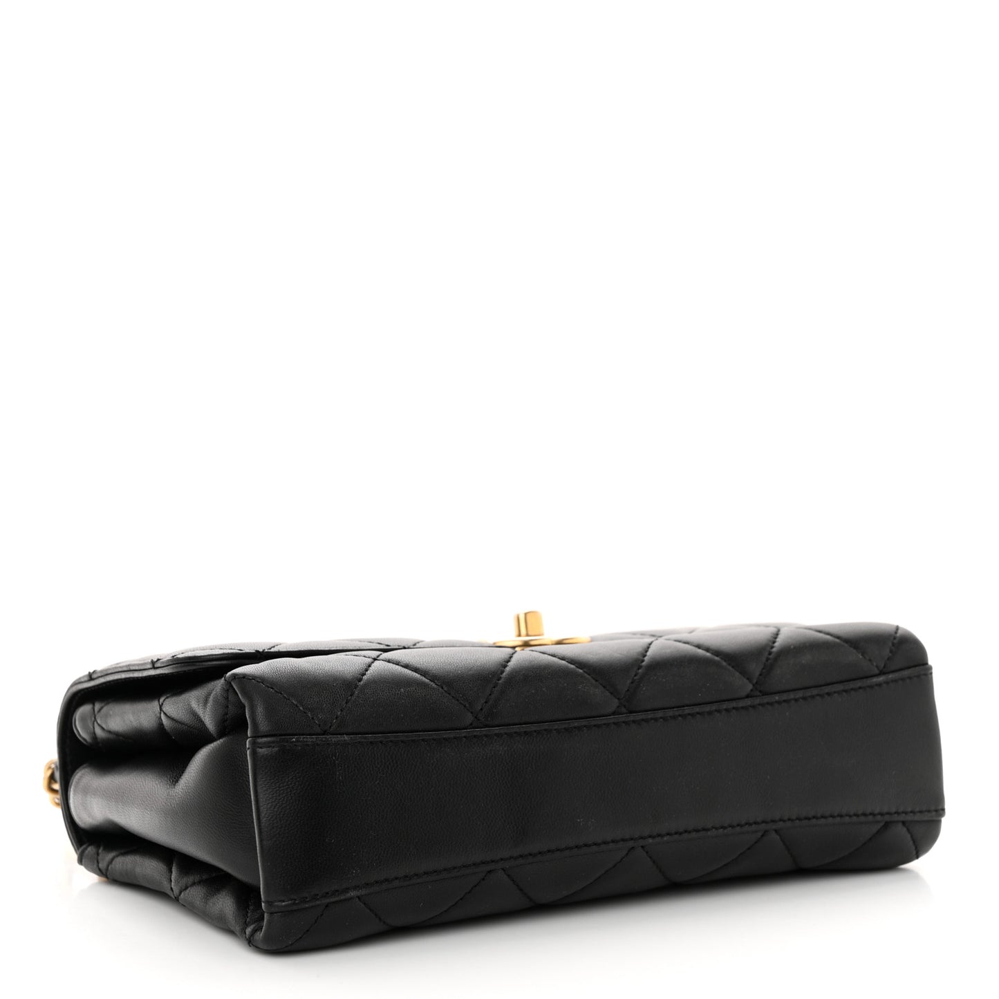 Lambskin Quilted CC Crystal Logo Chain Flap Black