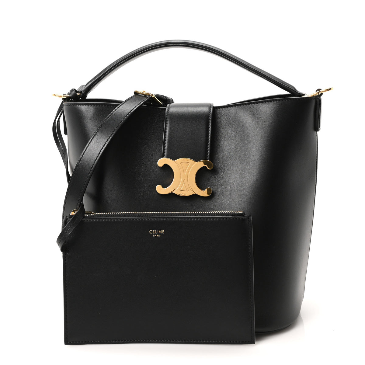 Smooth Calfskin Triomphe Medium Louise Bag Black