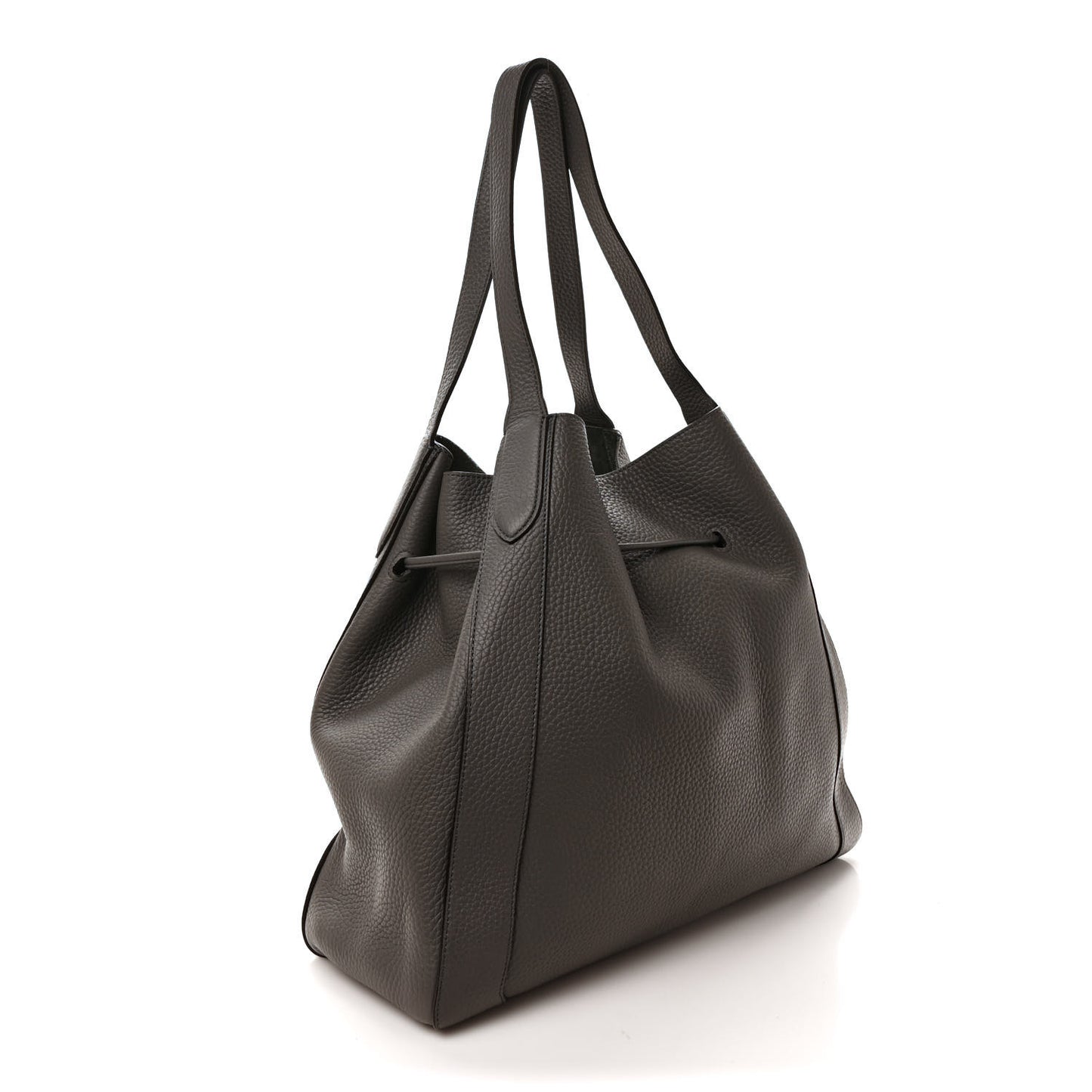 Heavy Grain Calfskin Millie Tote Charcoal