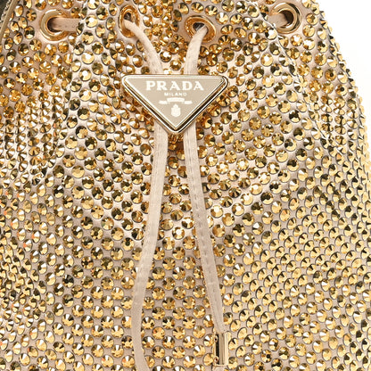 Prada Satin Crystal Metal Triangle Logo Mini Re-Edition 1978 Bucket Bag Platino 7 of 9