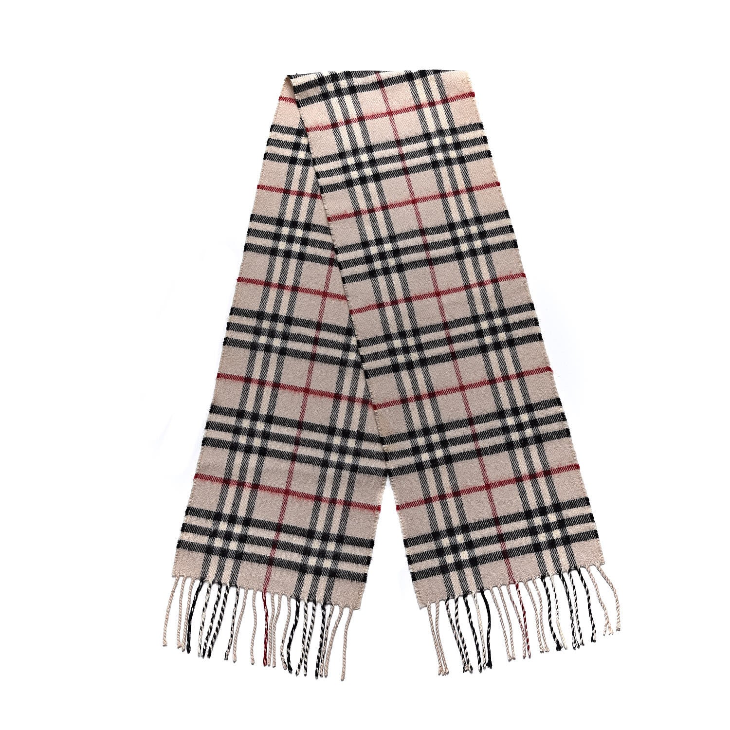 Burberry Lambswool Check Fringe Scarf Camel 3 of 4