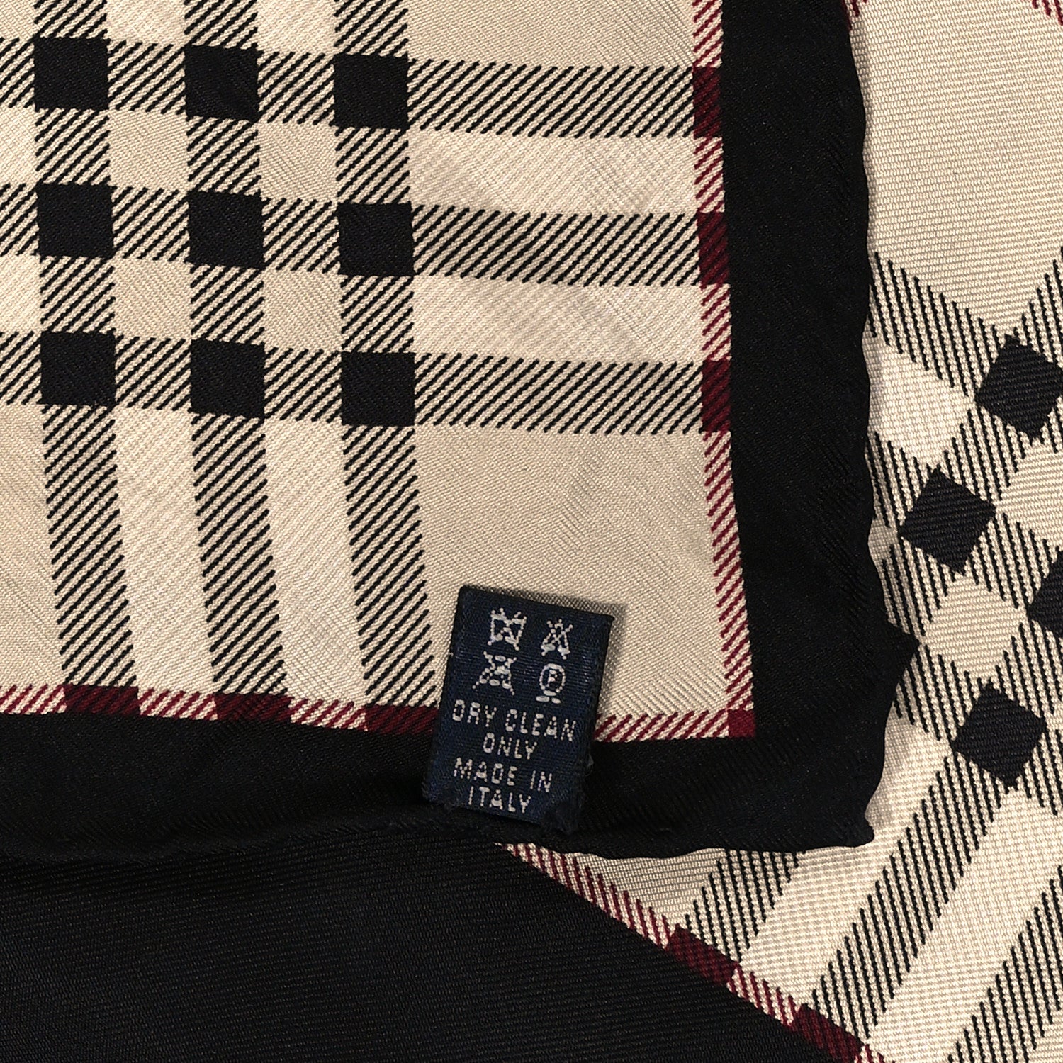 Burberry Silk Check Square Scarf Beige Black 4 of 4