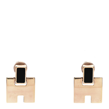 Hermes Gold Lacquer Eileen Earrings Black 1 of 5