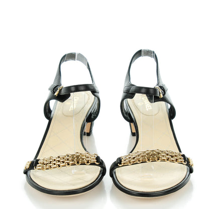 Chanel Lambskin Quilted Reissue Chain Sandals 41 Black 2 of 8