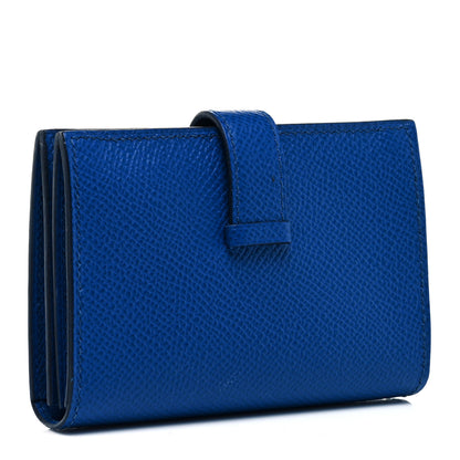 Hermes Epsom Bearn Card Holder Wallet Bleu De France 3 of 8