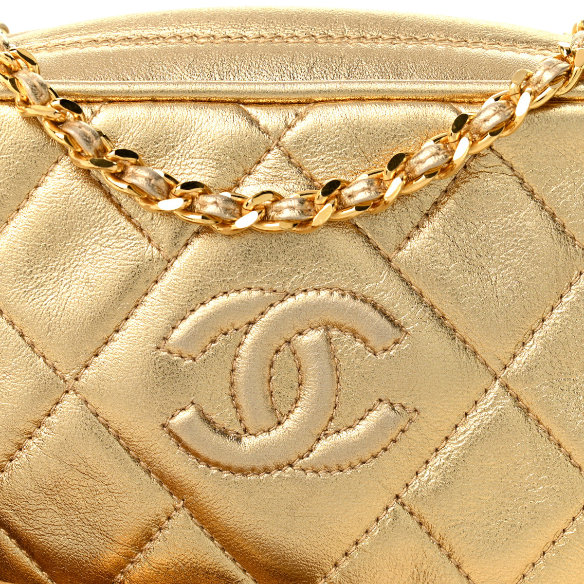 Chanel Metallic Lambskin Quilted Camera Case Gold 9 of 12