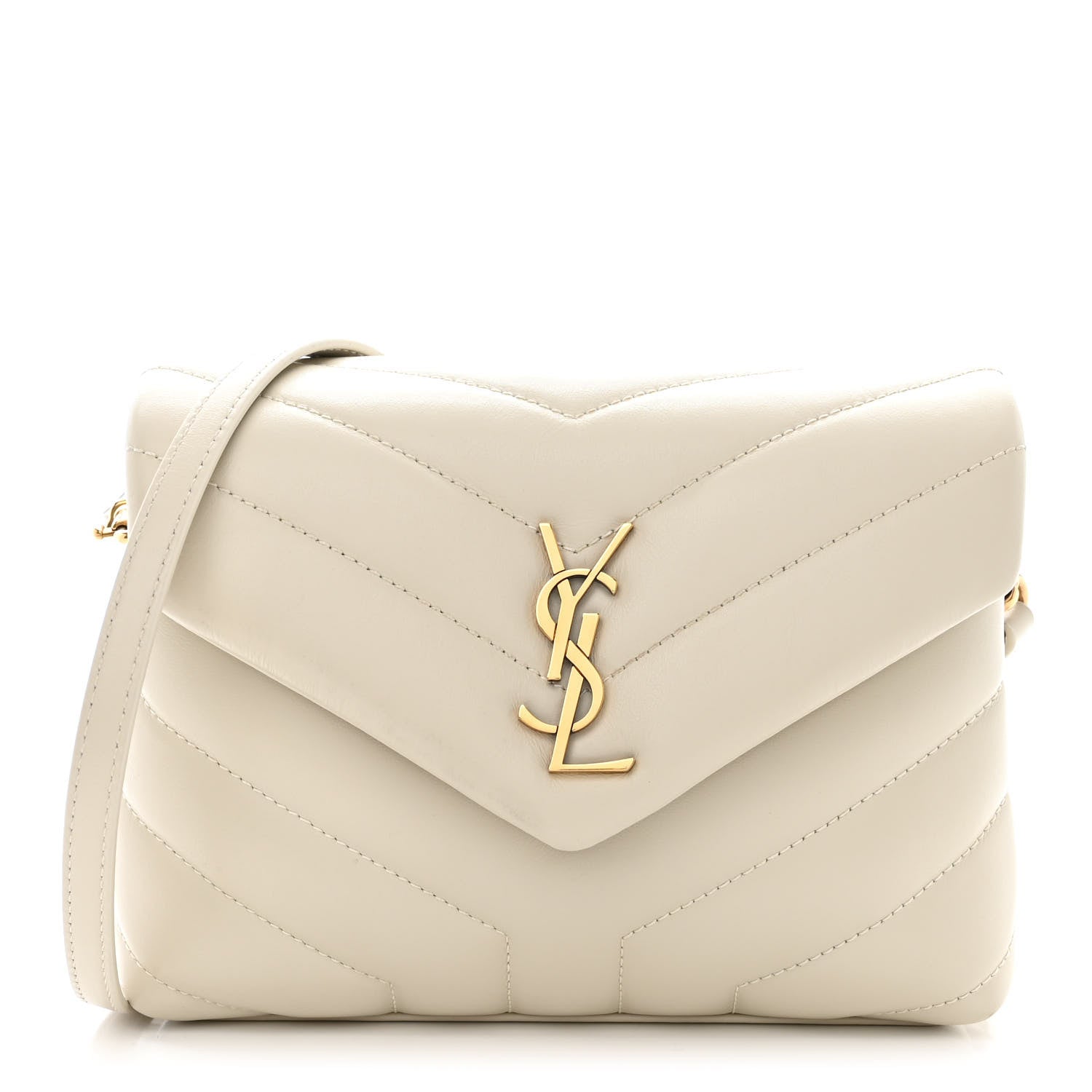 Saint Laurent Calfskin Y Quilted Monogram Toy Loulou Crossbody Bag Crema Soft 1 of 10