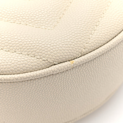 Saint Laurent Grain De Poudre Matelasse Chevron Quilted Round Vinyle Camera Bag Crema Soft 11 of 11