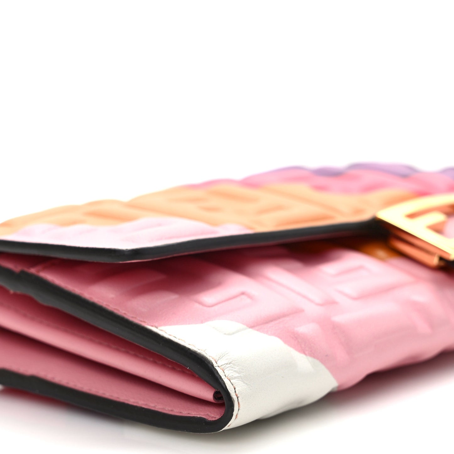 Nappa Matisse FF Embossed Continental Wallet On Chain White Multicolor