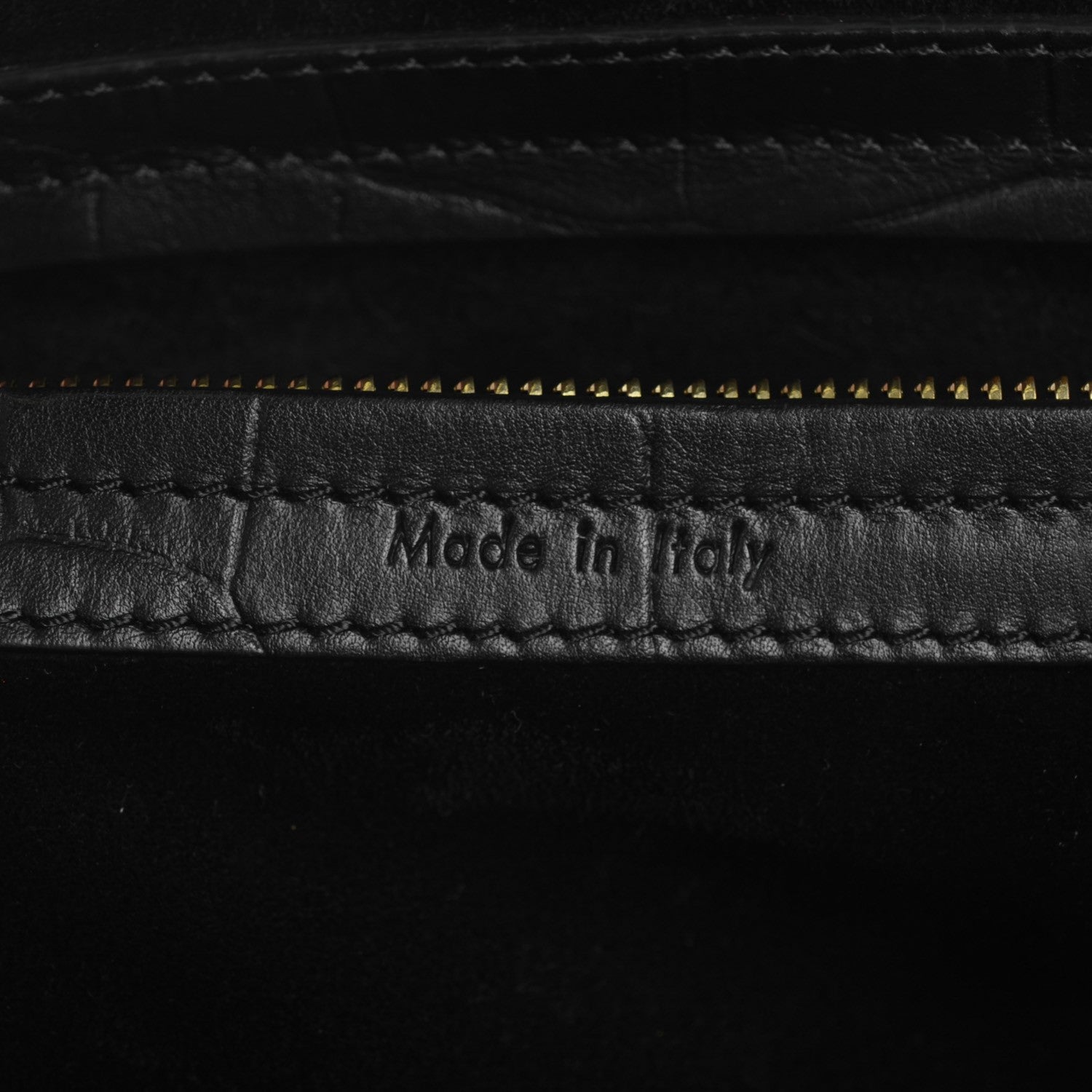 Celine Crocodile Embossed Calfskin Medium Phantom Luggage Black 6 of 10