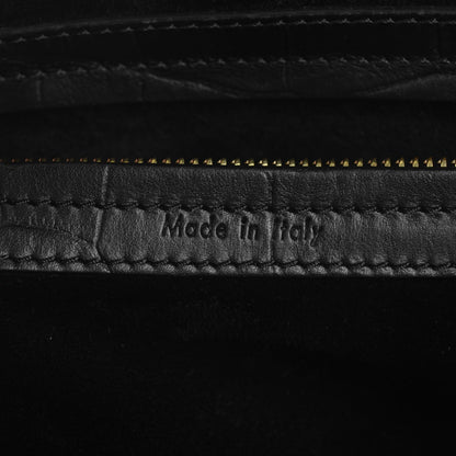 Celine Crocodile Embossed Calfskin Medium Phantom Luggage Black 6 of 10