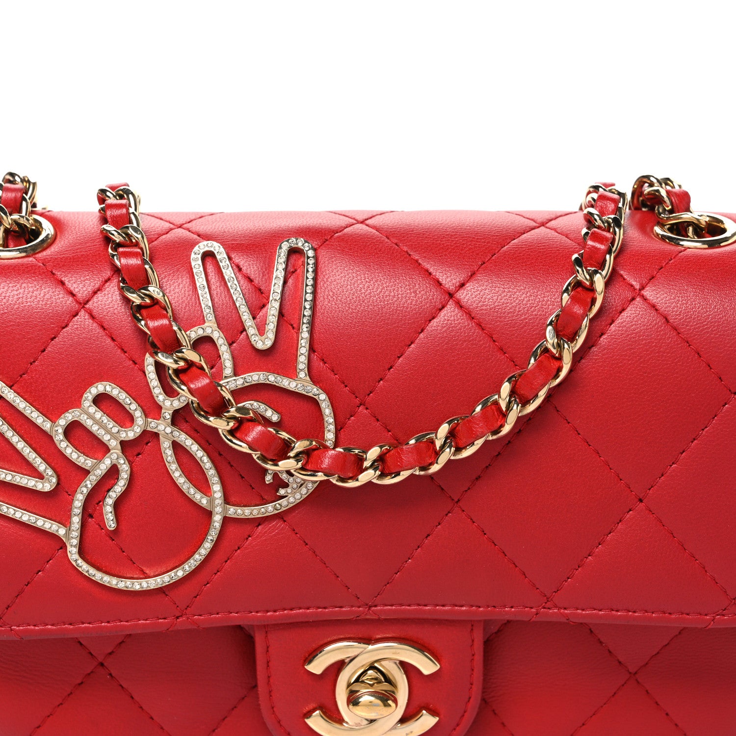 Chanel Lambskin Quilted Extra Mini V For Victory Flap Red 8 of 10