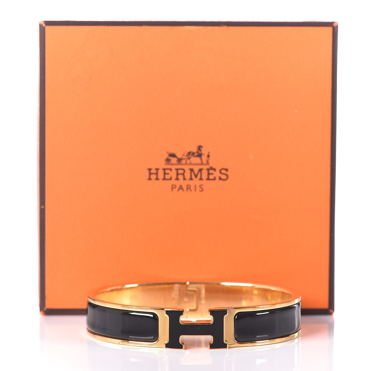 Enamel Narrow Clic Clac H Bracelet GM Black