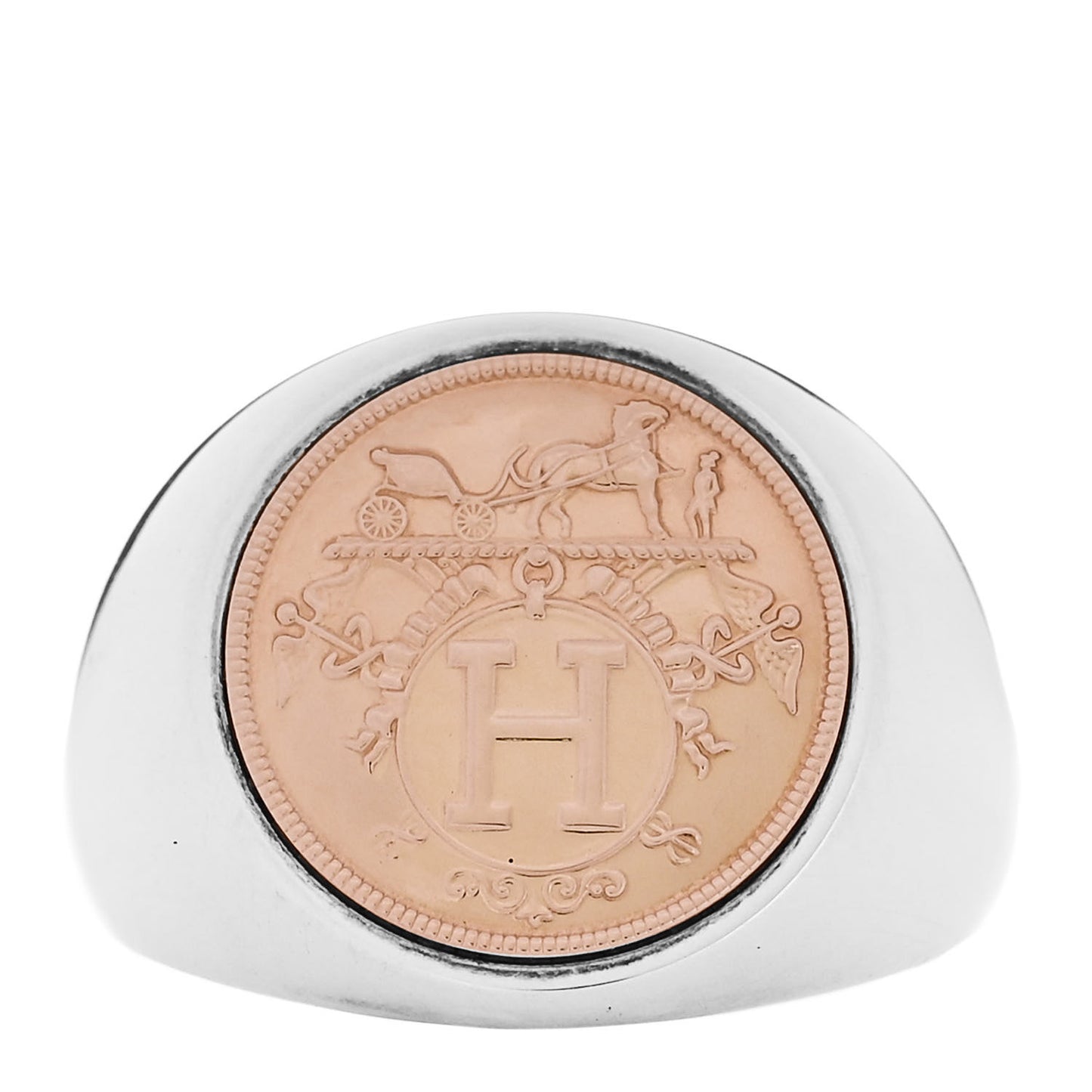 Sterling Silver 18K Rose Gold PM Ex-Libris Signet Ring 51 5.75