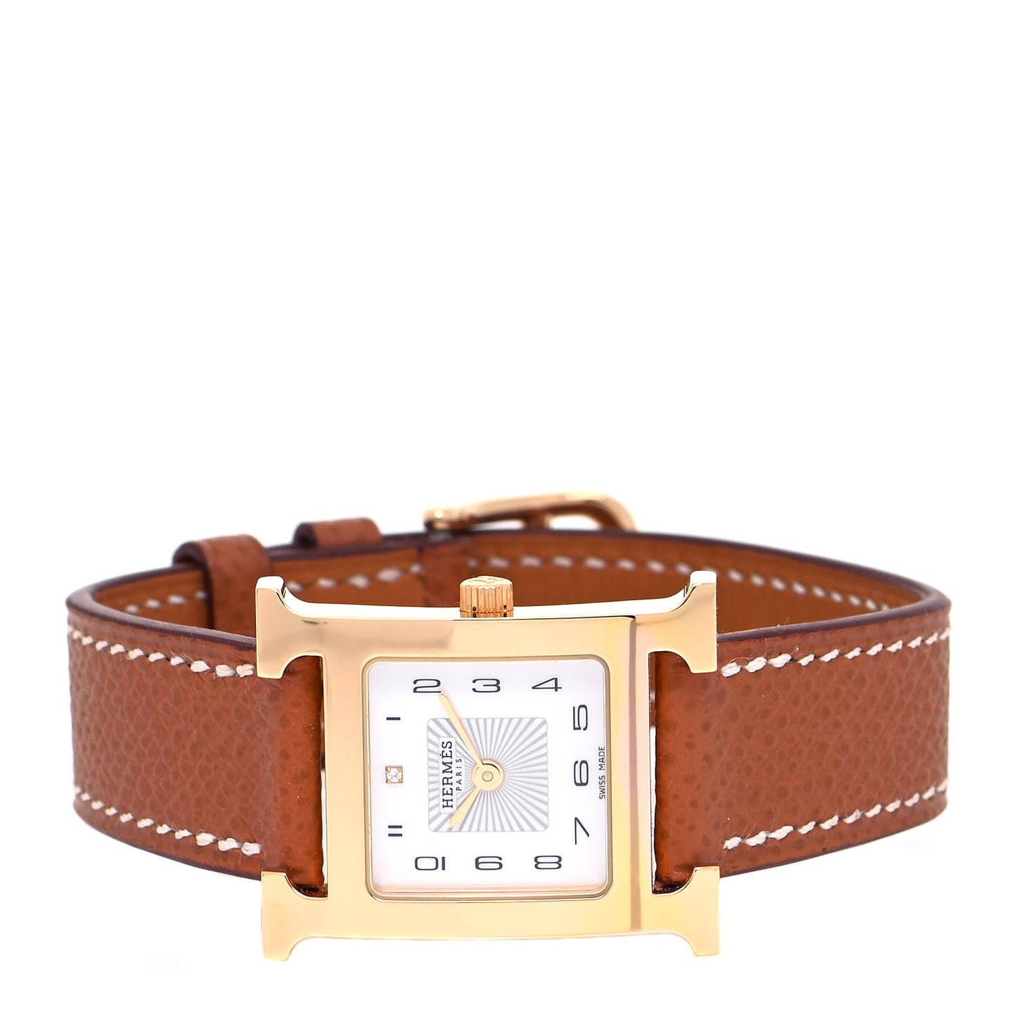 Stainless Steel Epsom Diamond 21mm Heure H Hour Quartz Watch Gold