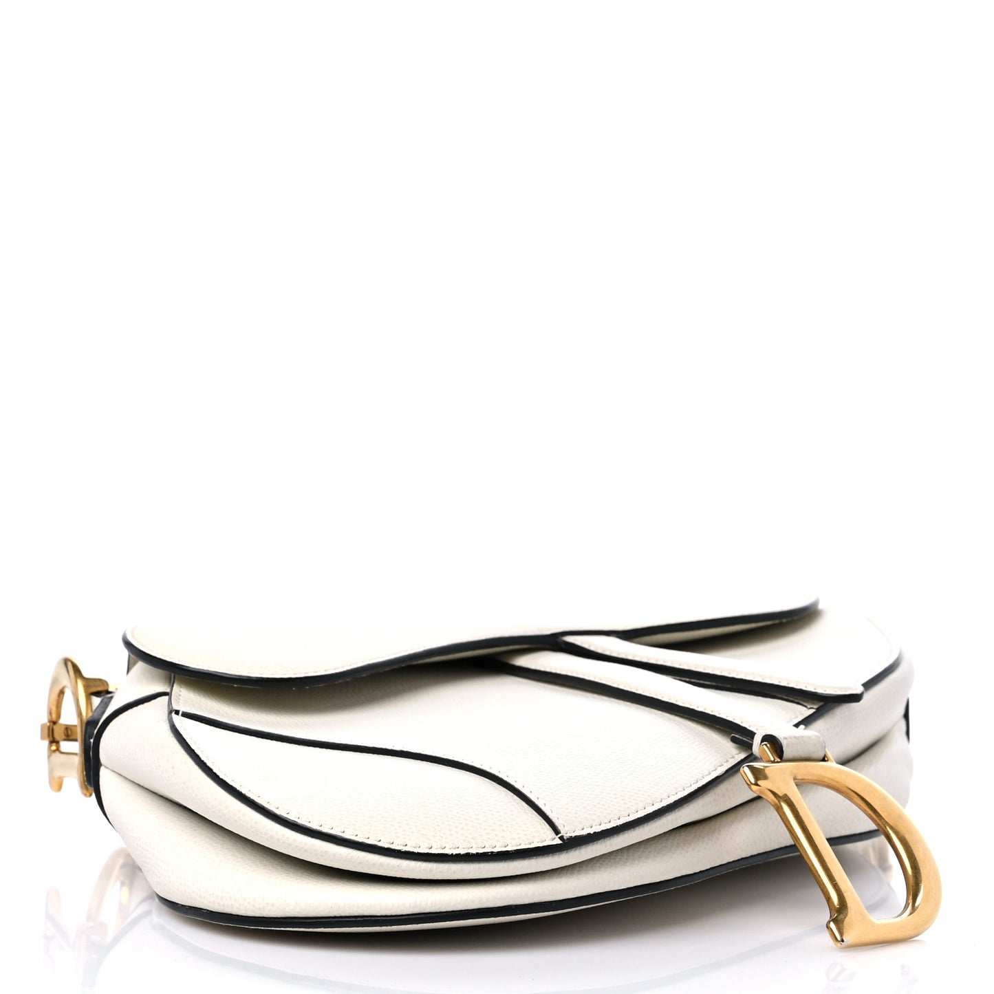 Grained Calfskin Saddle Bag White