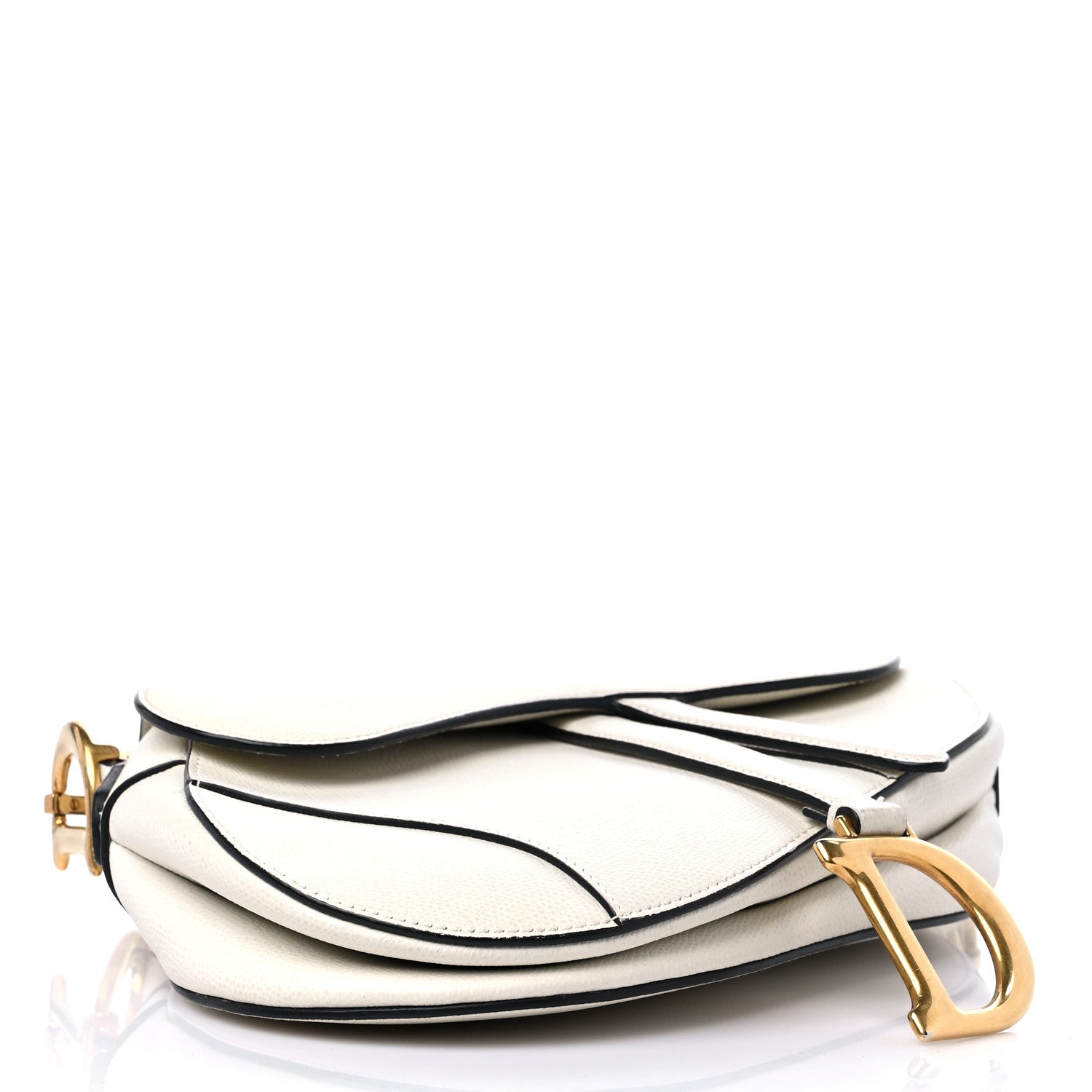 Christian Dior Grained Calfskin Saddle Bag White 3 of 10