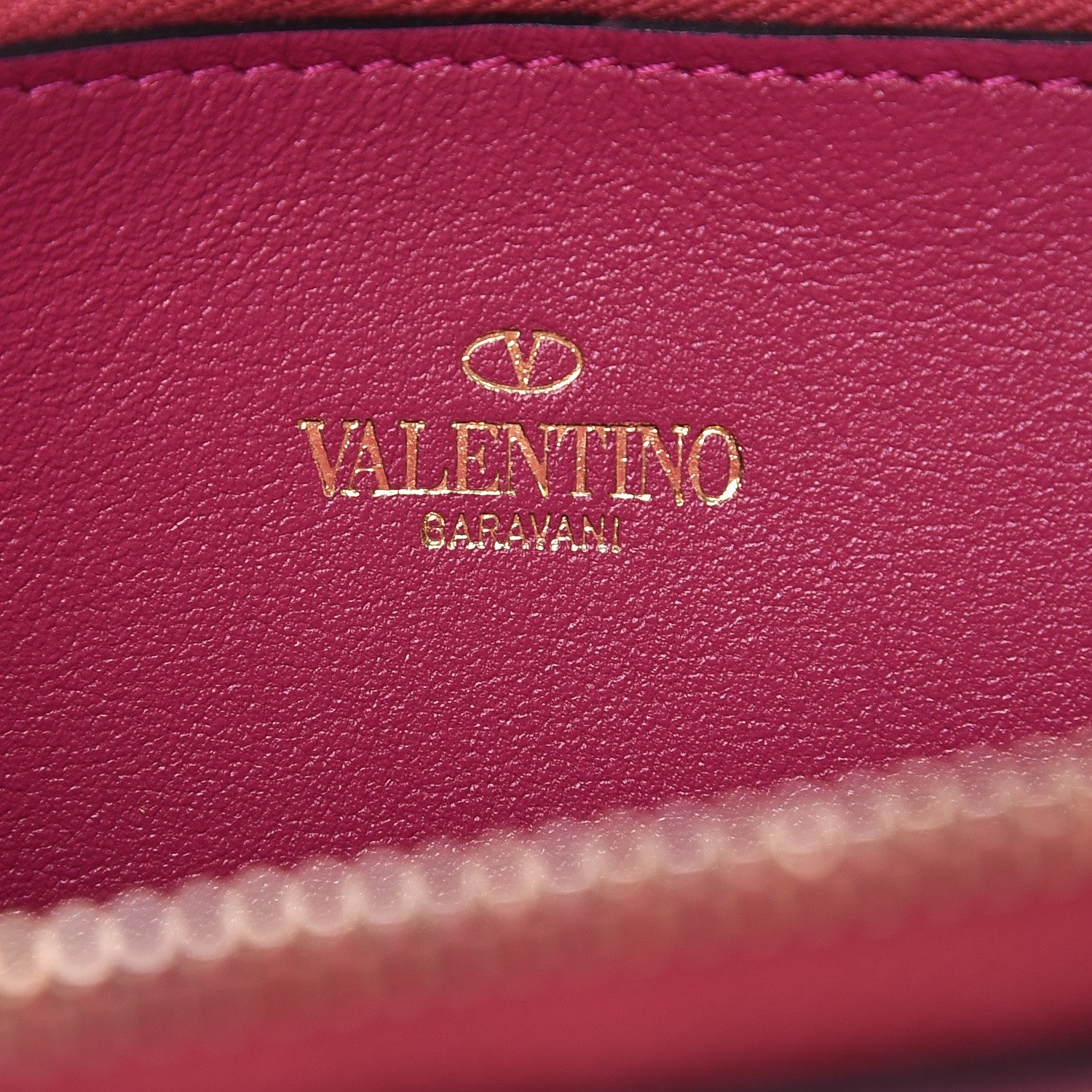 Valentino Garavani Calfskin Rockstud Zip Around Wallet Deep Cyclamin 6 of 9