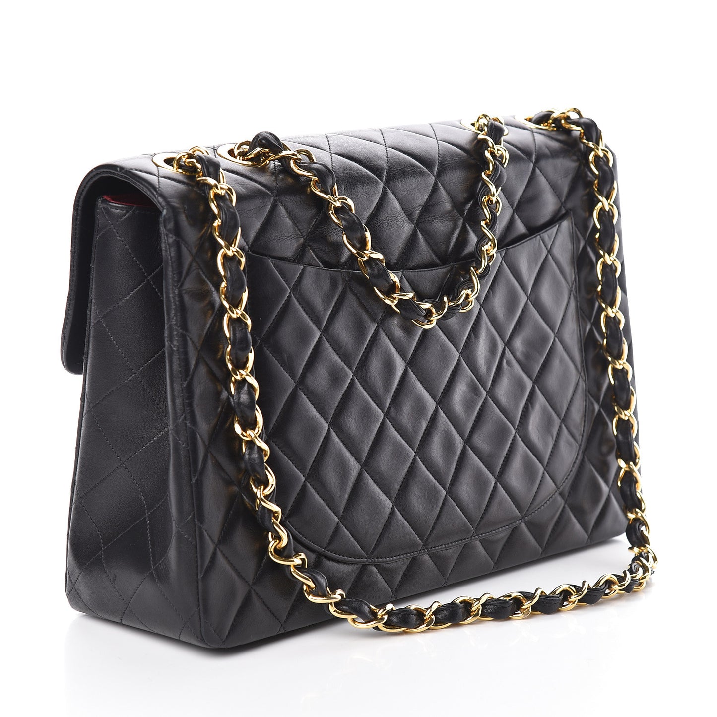 Lambskin Quilted XL Jumbo Single Flap Black