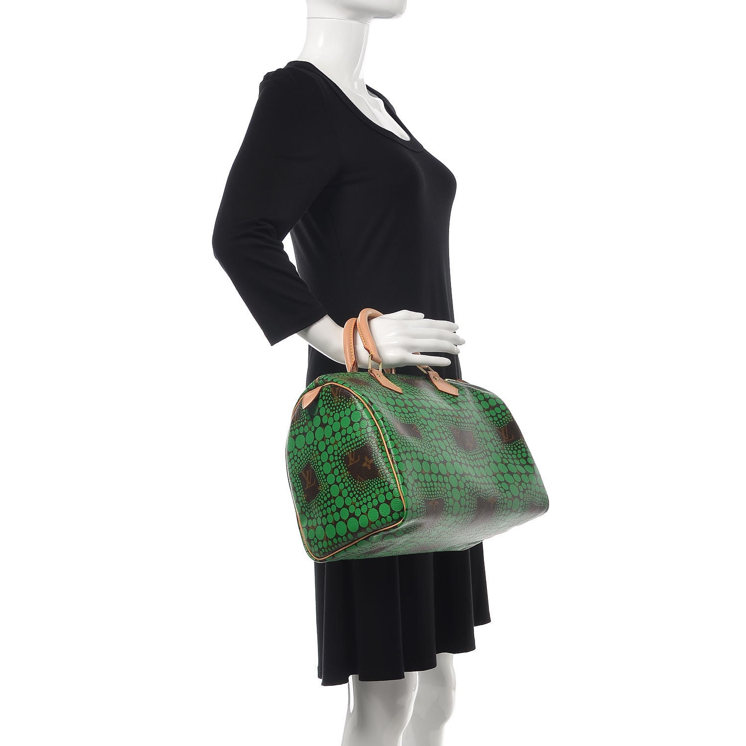 Louis Vuitton Monogram Kusama Town Speedy 30 Green 2 of 7