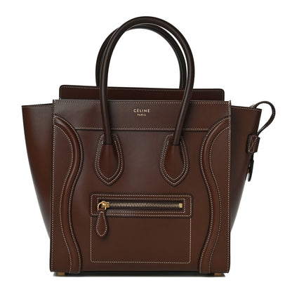 Celine Satinated Natural Calfskin Micro Luggage Dark Brown 1 of 9