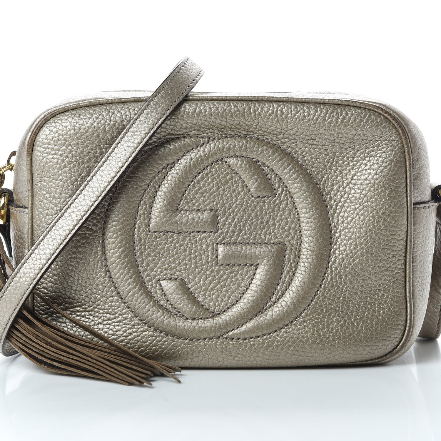 Gucci Metallic Pebbled Calfskin Small Soho Disco Bag Golden Beige 8 of 17