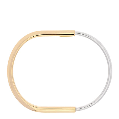 Tiffany 18K Yellow White Gold Tiffany Narrow Lock Bangle Bracelet 3 of 5