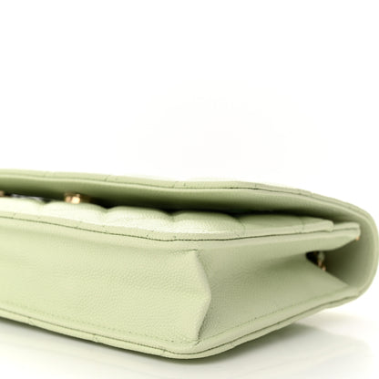 Chanel Caviar Quilted Wallet on Chain WOC Light Green 10 of 12
