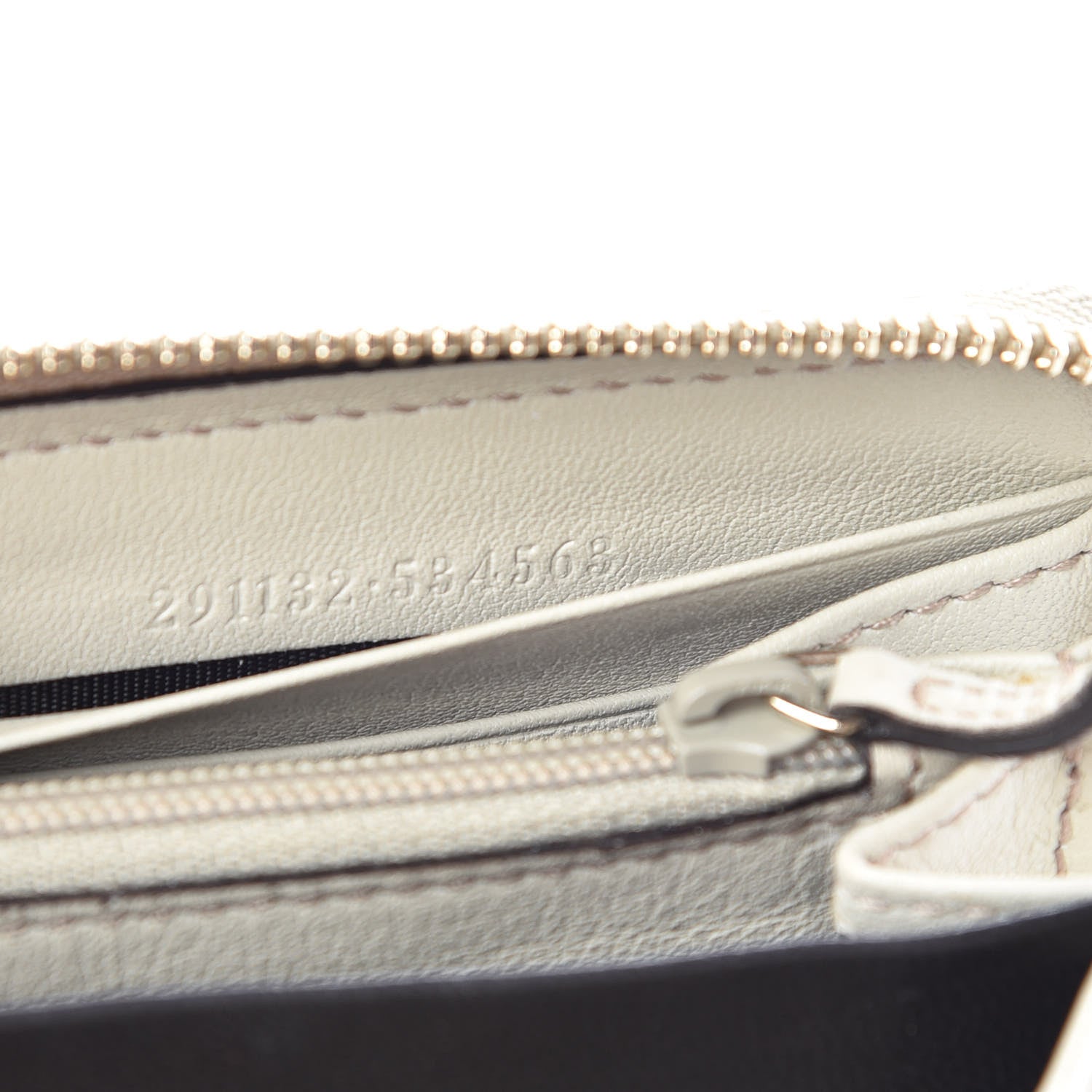 Gucci Monogram Margaux Calfskin Sukey Zip Around Wallet Beige Ebony Mystic White 7 of 8