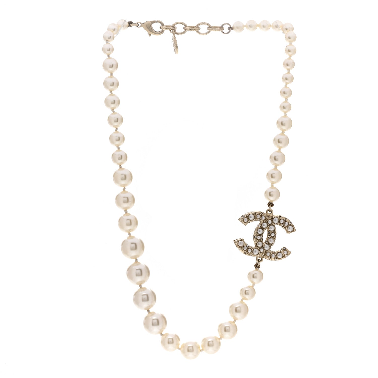 Chanel Pearl CC 100th Anniversary Necklace Light Gold 2 of 3