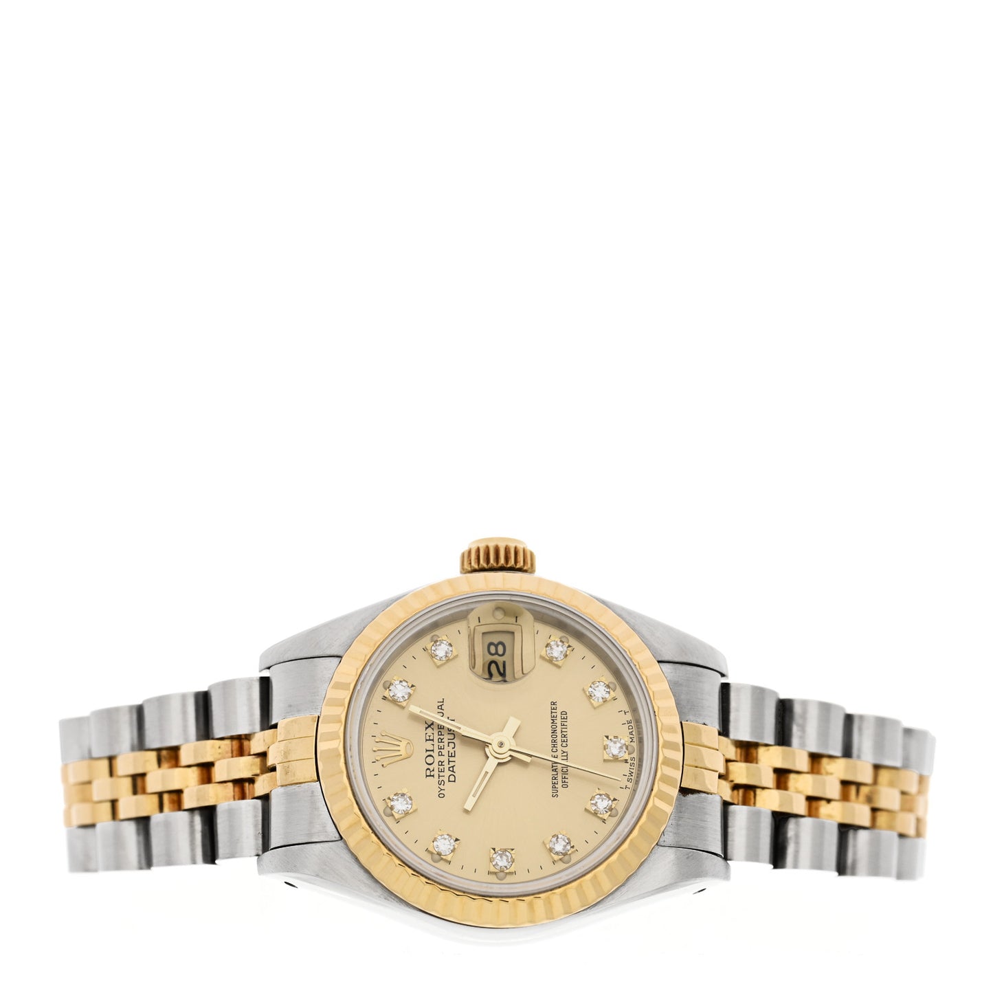 Stainless Steel 18K Yellow Gold Diamond 26mm Oyster Perpetual Datejust Watch Champagne 69173