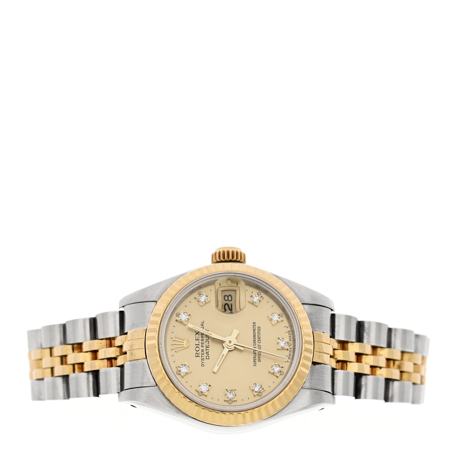 Rolex Stainless Steel 18K Yellow Gold Diamond 26mm Oyster Perpetual Datejust Watch Champagne 69173 2 of 4