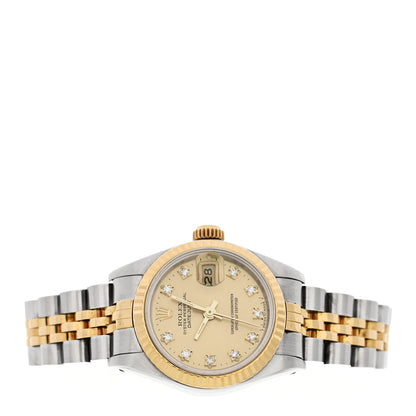 Rolex Stainless Steel 18K Yellow Gold Diamond 26mm Oyster Perpetual Datejust Watch Champagne 69173 2 of 4