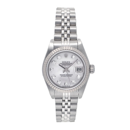 Rolex Stainless Steel 18K White Gold Diamond Mother of Pearl 26mm Oyster Perpetual Datejust Watch 79174 1 of 4