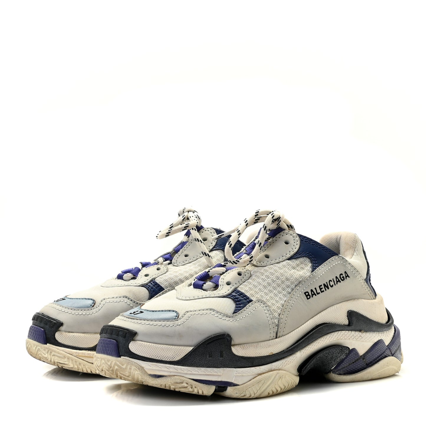 Fabric Mesh Womens Triple S Sneakers 37 White Bleu Violet