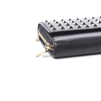 Valentino Garavani Vitello Rockstud Carry Secrets Continental Wallet On Chain Black 7 of 9