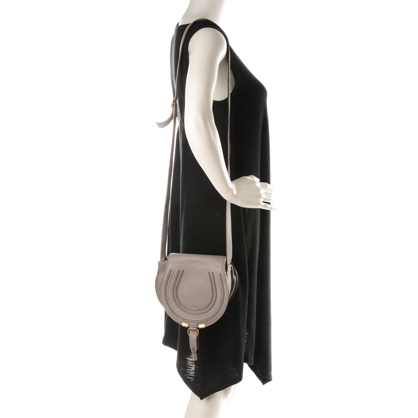 Calfskin Mini Marcie Round Crossbody Bag Cashmere Grey