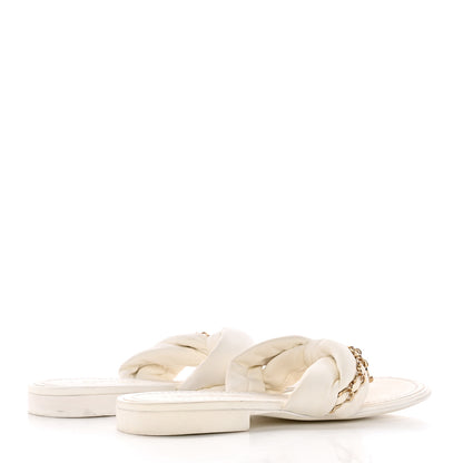 Chanel Lambskin Chain CC Thong Sandals 35 White 4 of 12