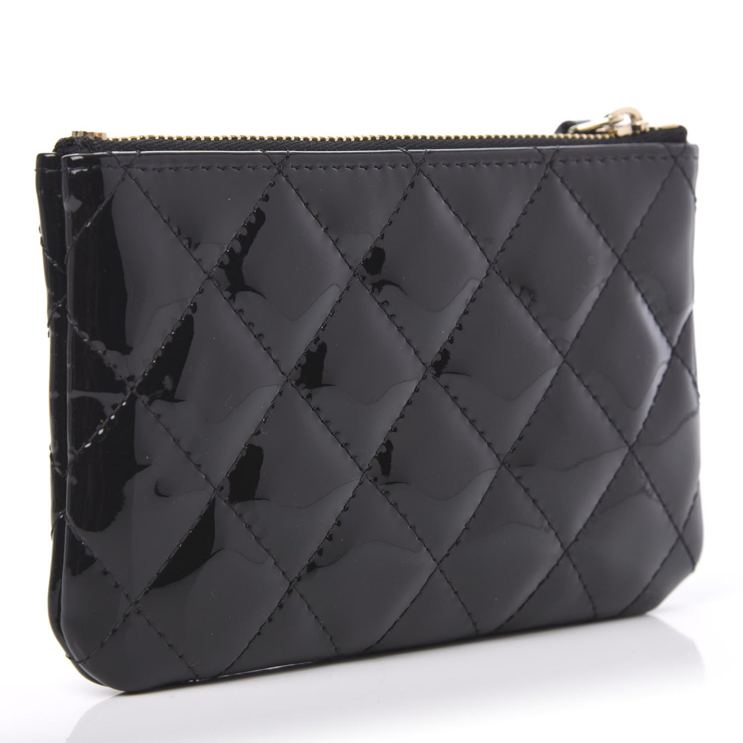 Patent Quilted Small Cosmetic Case Black