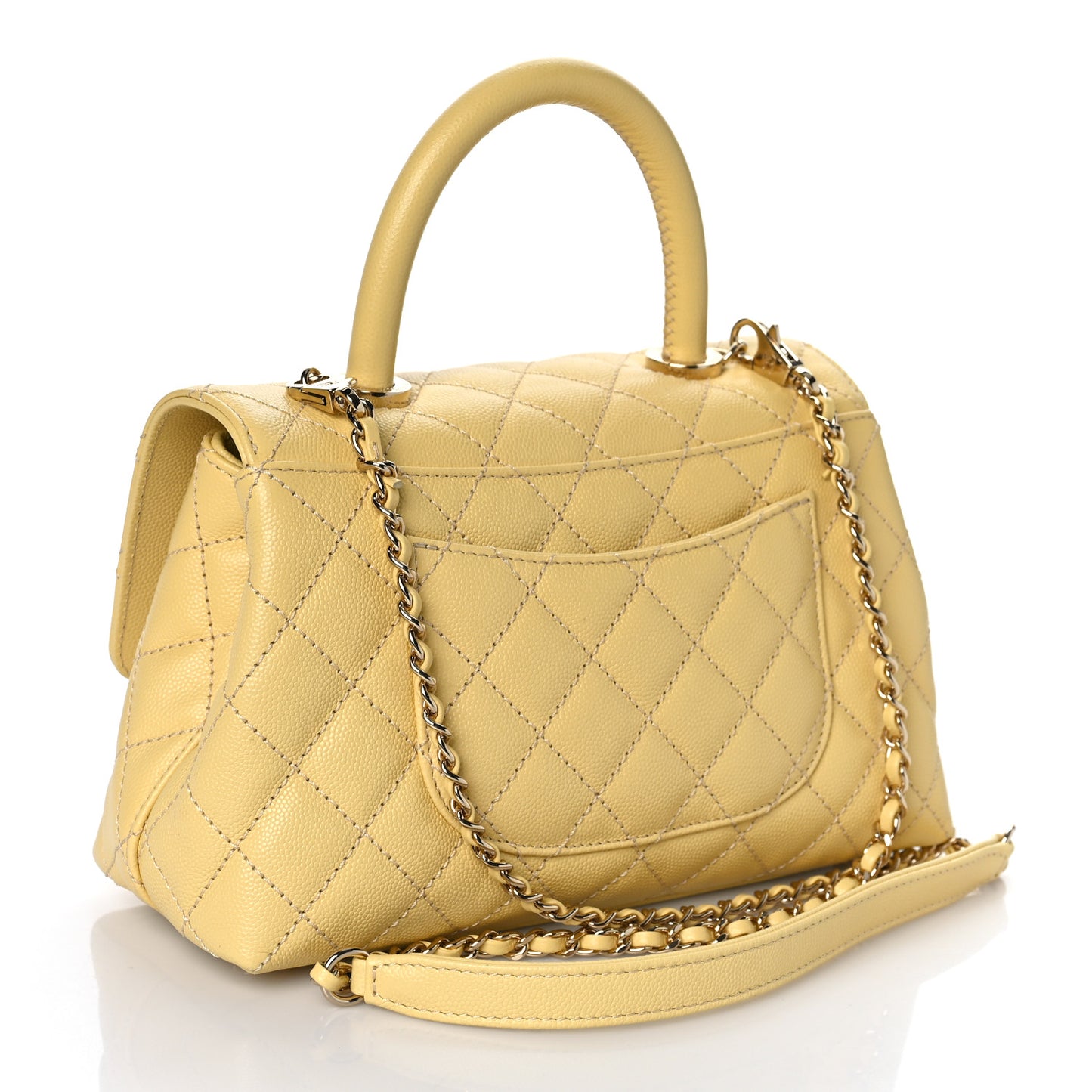 Caviar Quilted Mini Coco Handle Flap Yellow