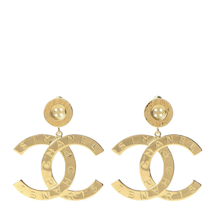 Chanel Metal Large Paris Button Earrings Gold 1 of 5
