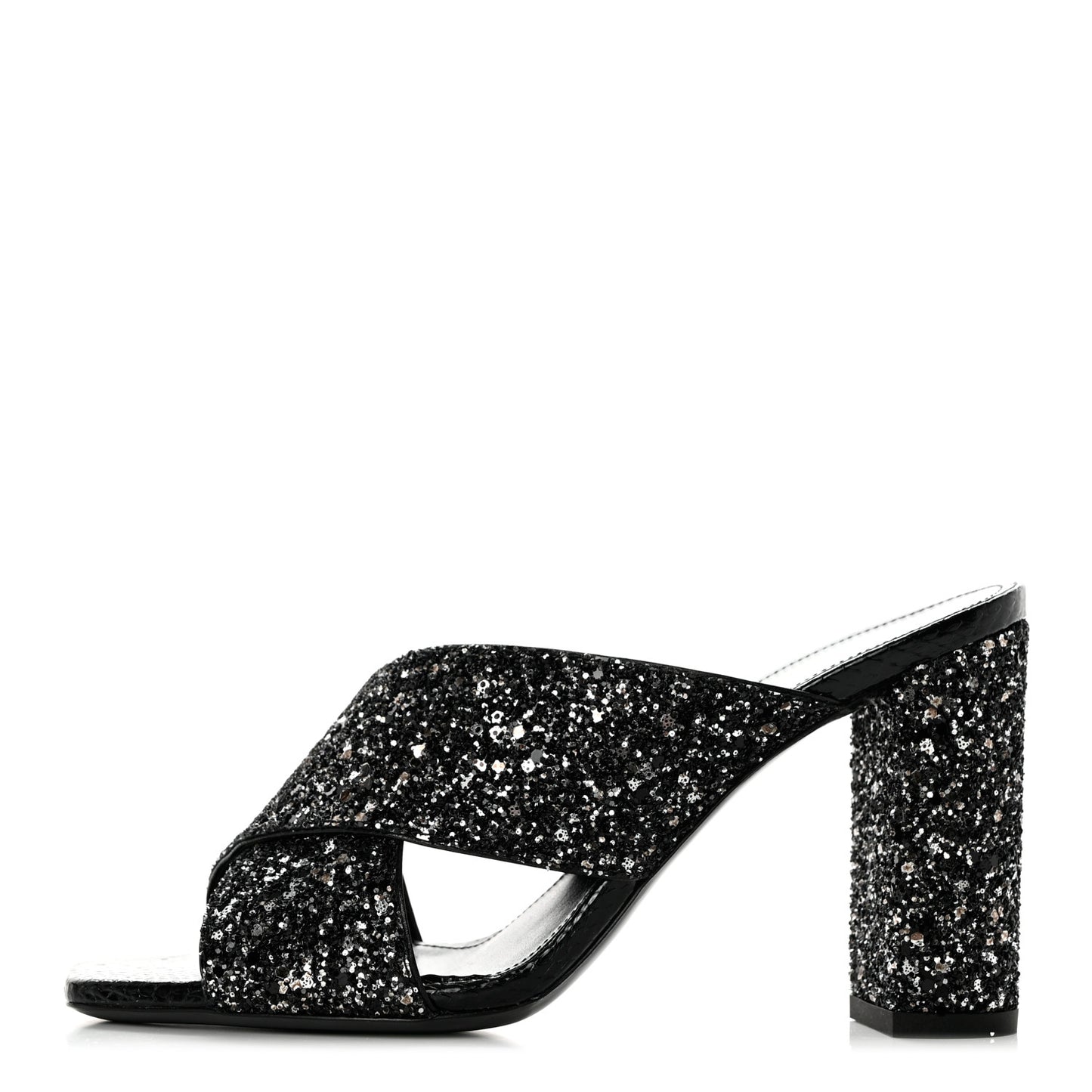 Glitter LouLou 70 Mule Sandals 35.5 Black