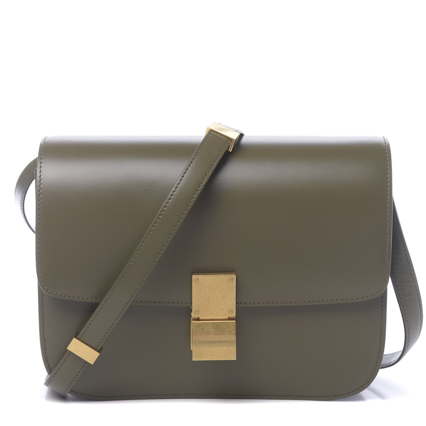 Box Calfskin Classic Box Medium Flap Bag Army Green