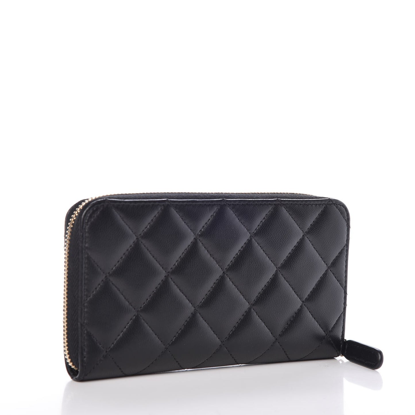 Lambskin Quilted Small Trendy CC Zip Around Wallet Black