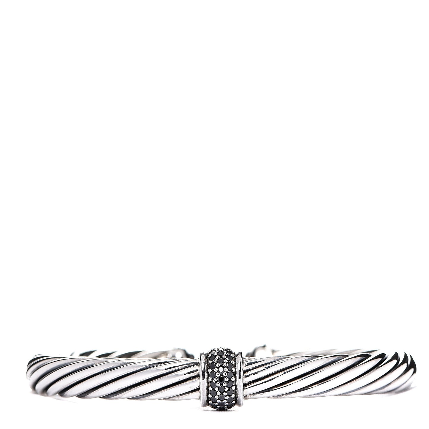 Sterling Silver Black Diamond 7mm Cable Classics Station Bracelet